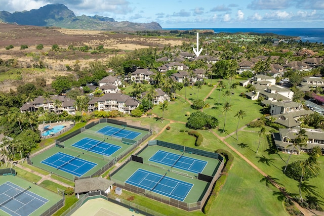 aerial view featuring a mountain view