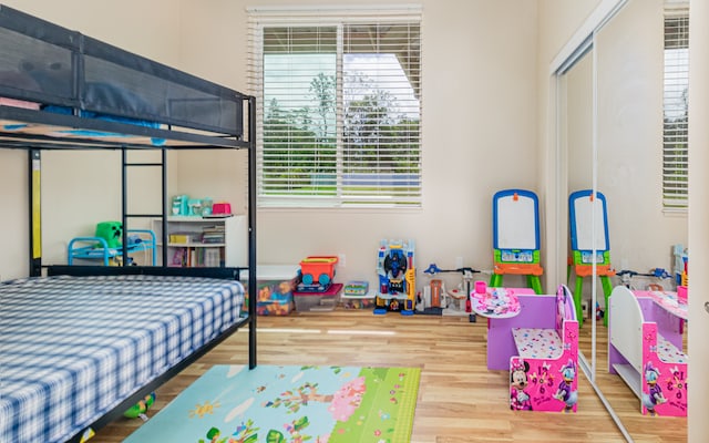 bedroom featuring a closet and hardwood / wood-style floors