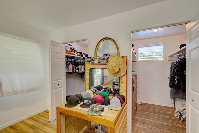 interior space with hardwood / wood-style floors