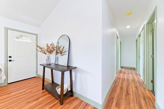 foyer with light hardwood / wood-style flooring