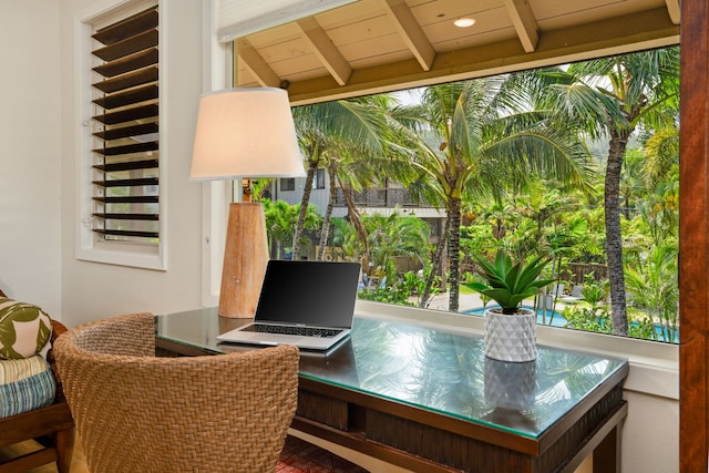 5-7130 Kuhio Hwy Unit M4, Hanalei, HI 96714 - office with beam ceiling and wood finished floors