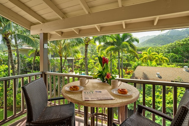 balcony with a mountain view