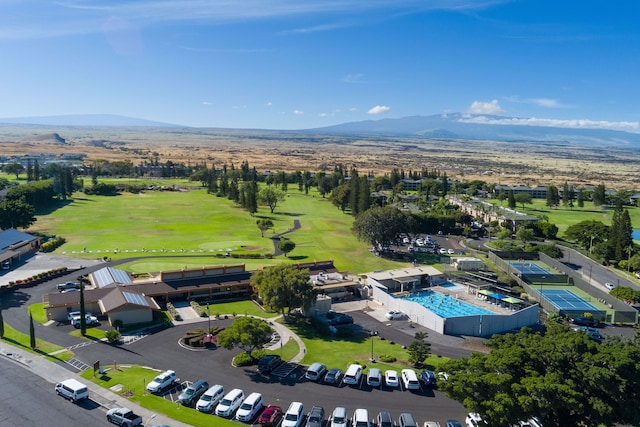 bird's eye view with a mountain view