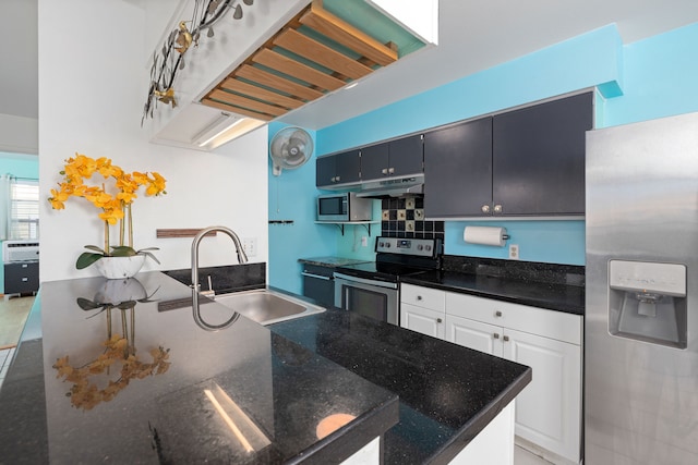 kitchen with white cabinets, sink, and stainless steel appliances