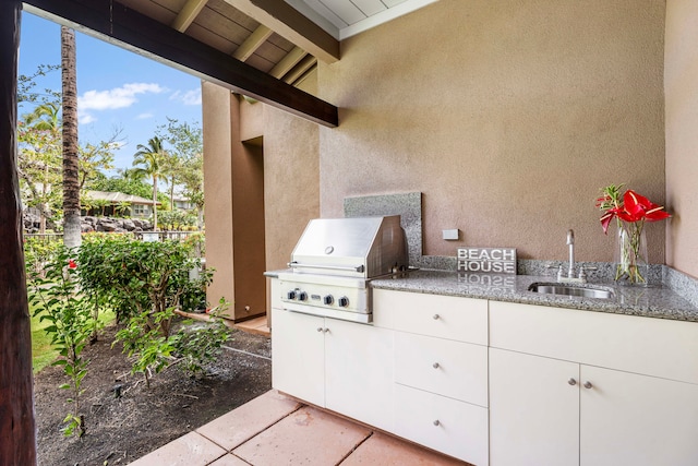 view of patio / terrace featuring area for grilling, sink, and an outdoor kitchen