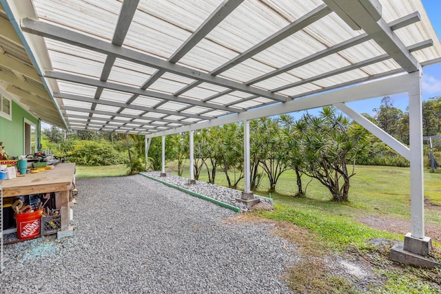 view of patio featuring a pergola