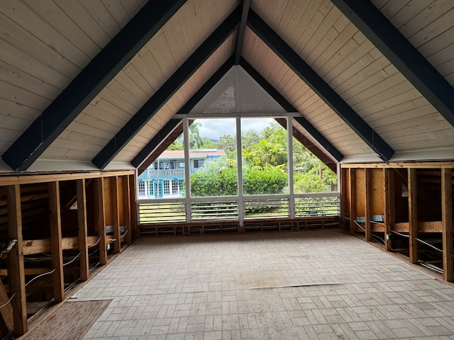 view of unfinished attic