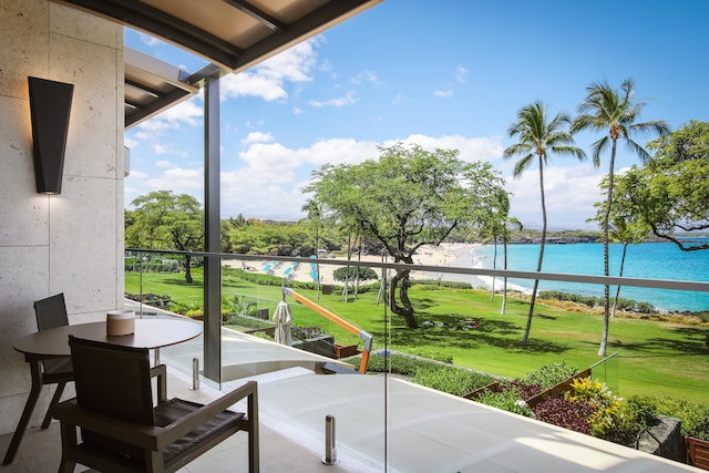 balcony with a water view