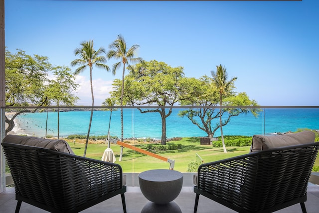 balcony with a water view