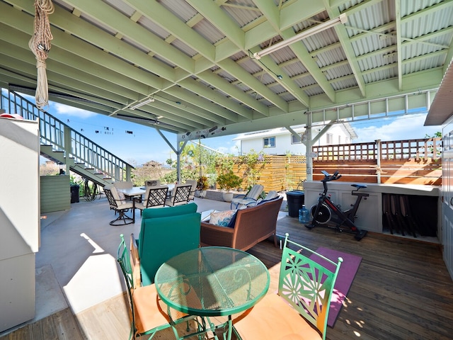 view of patio / terrace featuring an outdoor hangout area and a deck