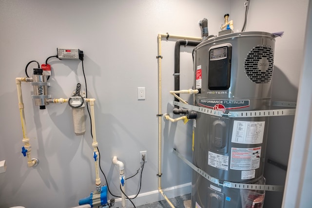 utility room with water heater