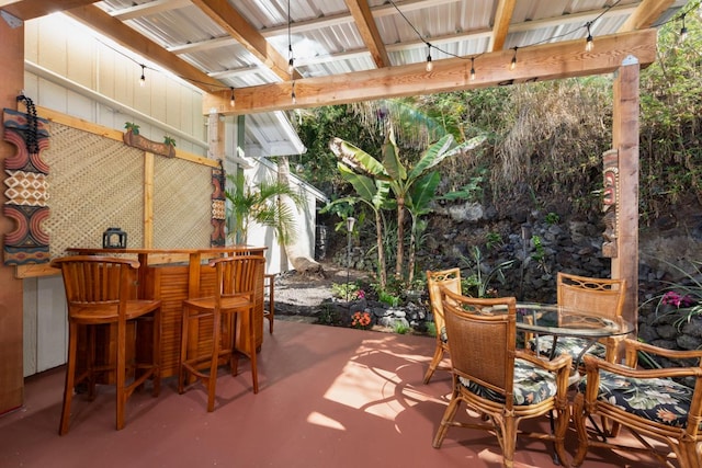 view of patio / terrace with a bar