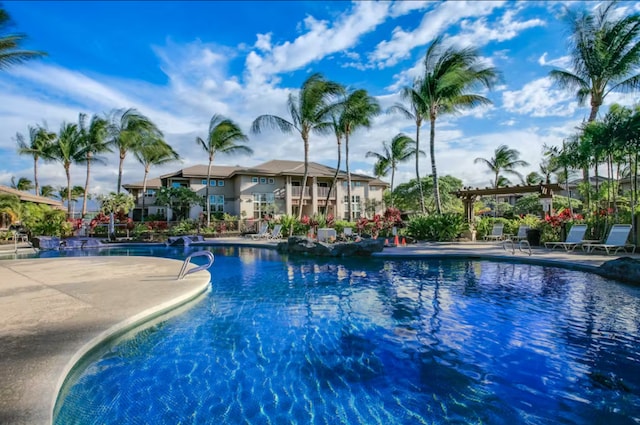 view of pool featuring a patio