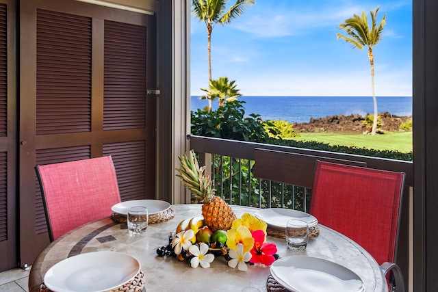 balcony with a water view