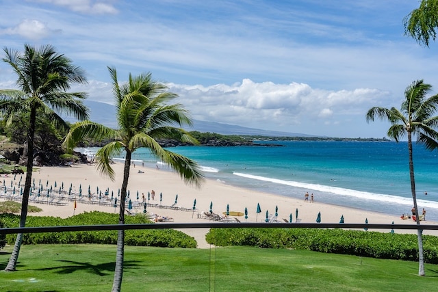 property view of water featuring a view of the beach