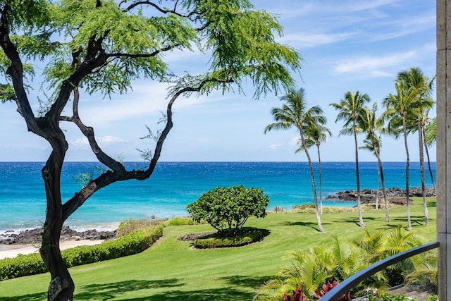 property view of water featuring a view of the beach