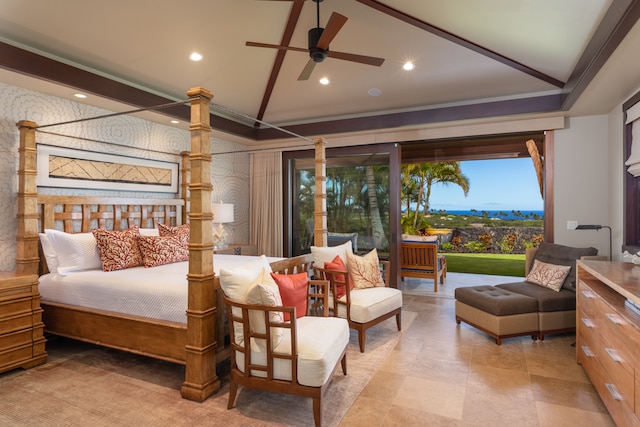 bedroom featuring ceiling fan