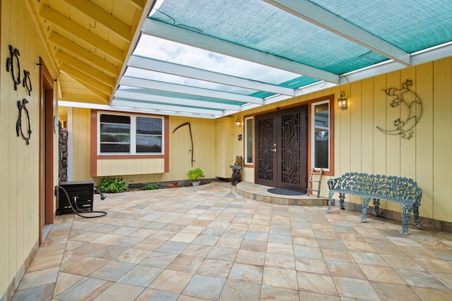 entrance to property featuring french doors