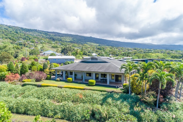 bird's eye view with a mountain view