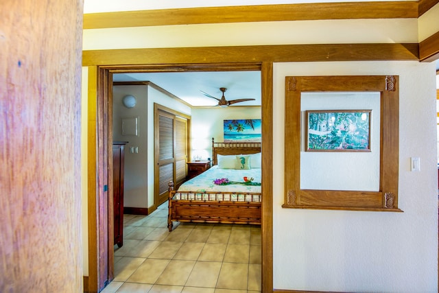 bedroom with light tile patterned flooring