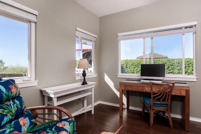 office featuring dark wood-type flooring