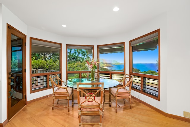 dining area featuring light hardwood / wood-style floors