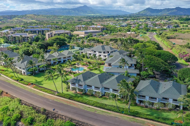 aerial view with a mountain view