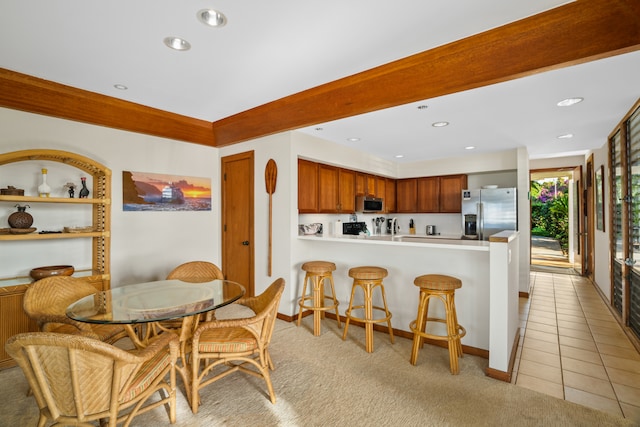 view of tiled dining room