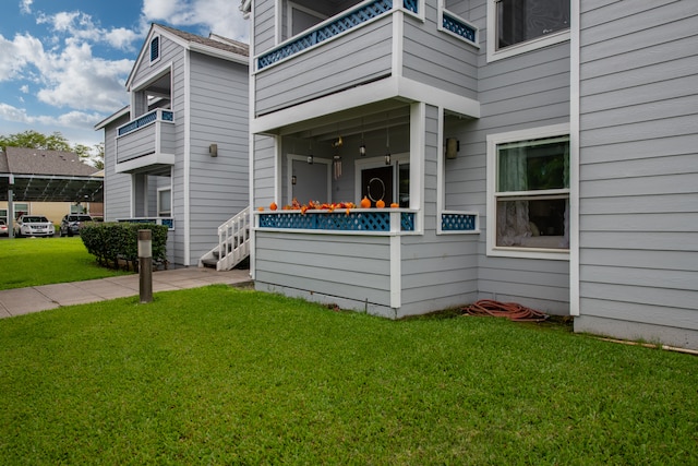 exterior space with a lawn