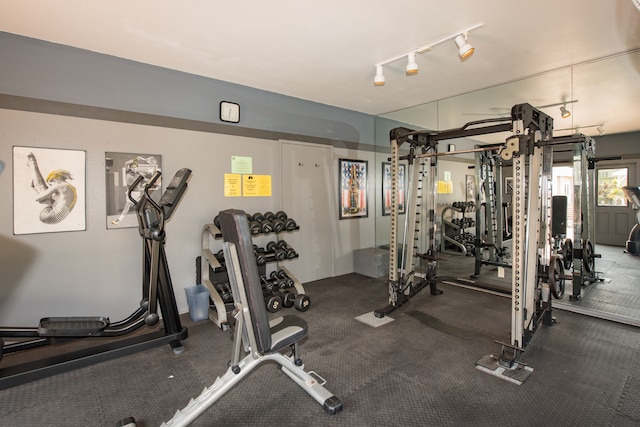 gym with track lighting