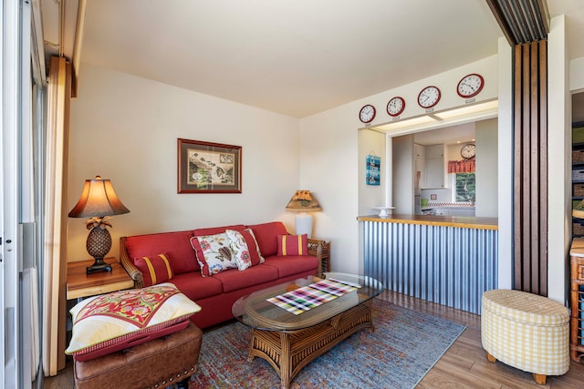 living room with wood-type flooring