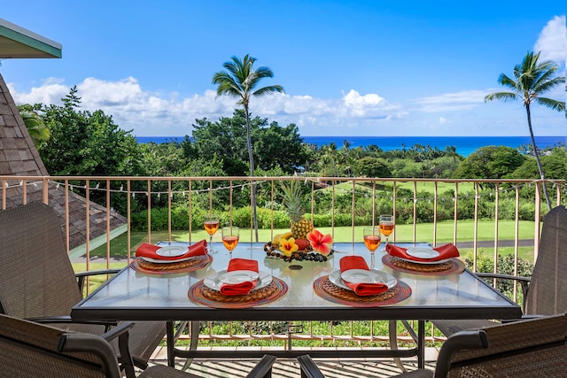 balcony with a water view