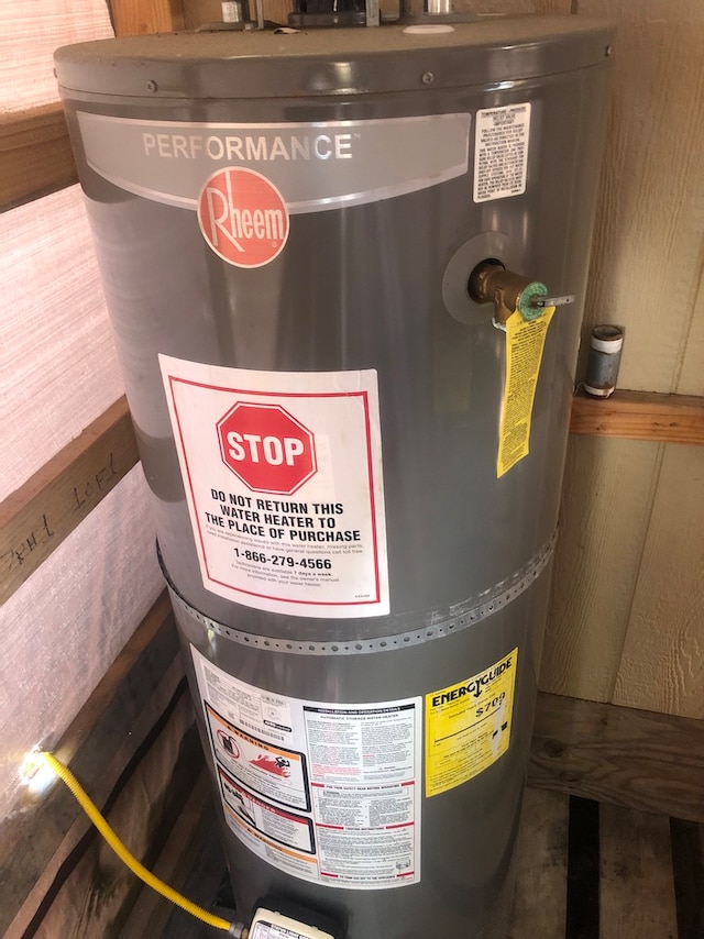 utility room featuring gas water heater