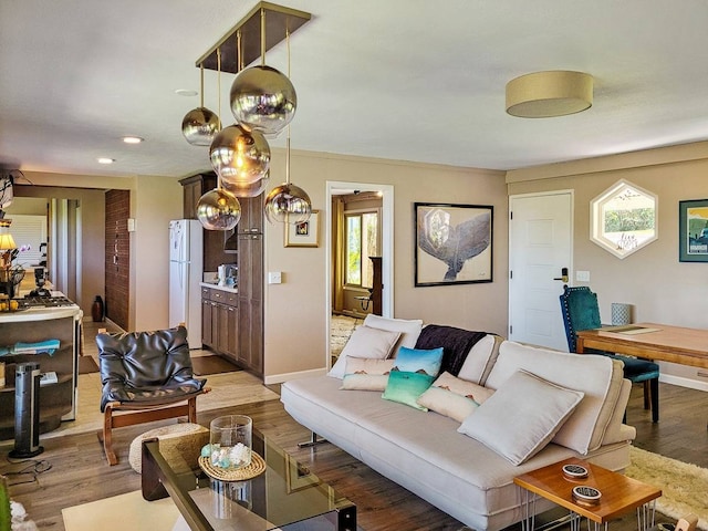 living room featuring light wood-type flooring