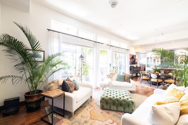 living room with hardwood / wood-style flooring