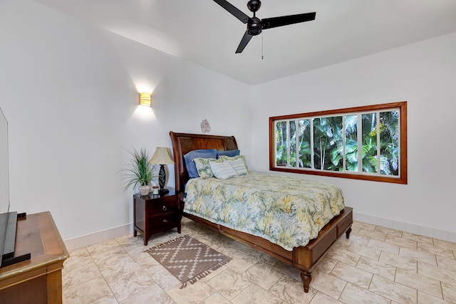 bedroom featuring ceiling fan