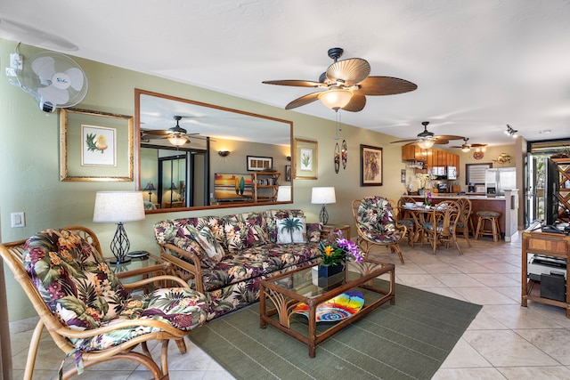 view of tiled living room