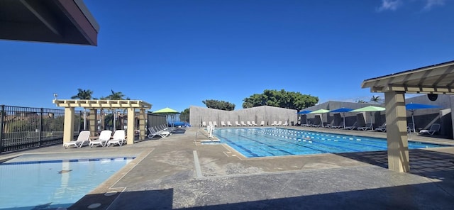 view of pool featuring a patio area