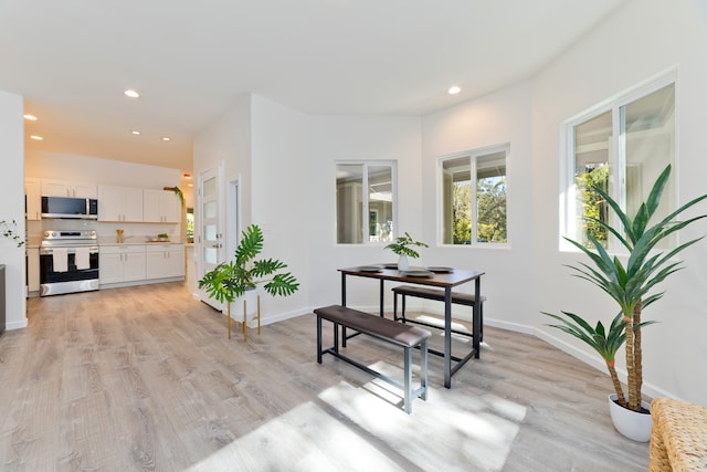 dining room with light hardwood / wood-style flooring