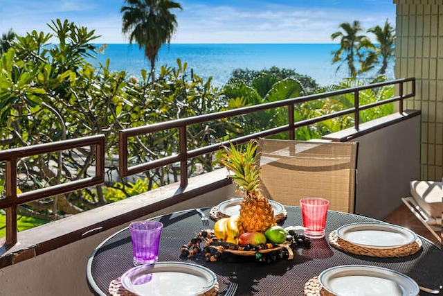 balcony with a water view