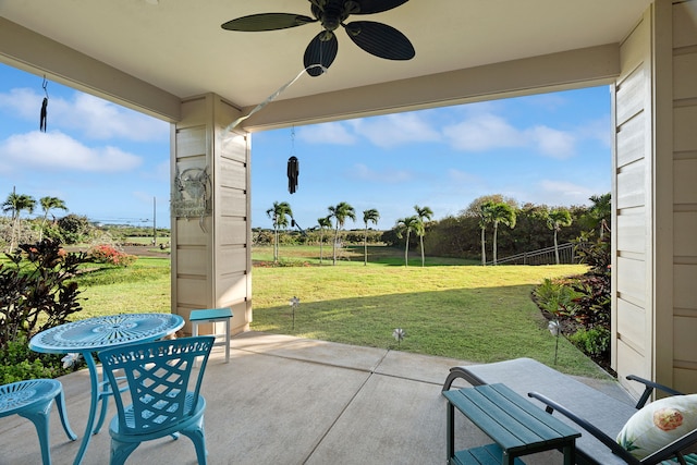 view of patio / terrace featuring ceiling fan