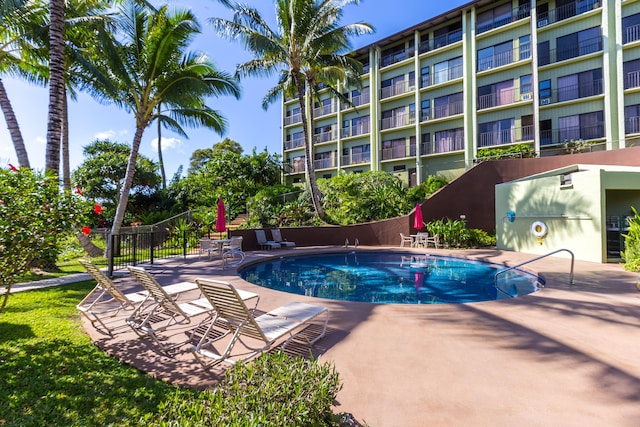 view of pool featuring a patio area