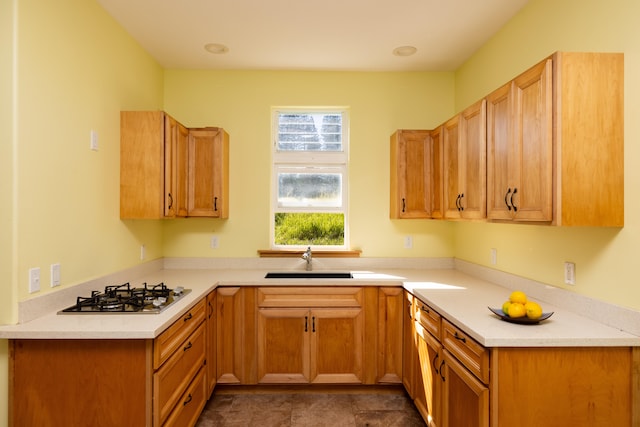 kitchen with stainless steel gas stovetop and sink