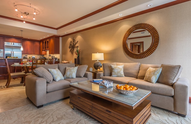 69-1000 Kolea Kai Cir Unit 9E, Waikoloa, HI 96738 - living area with ornamental molding and recessed lighting