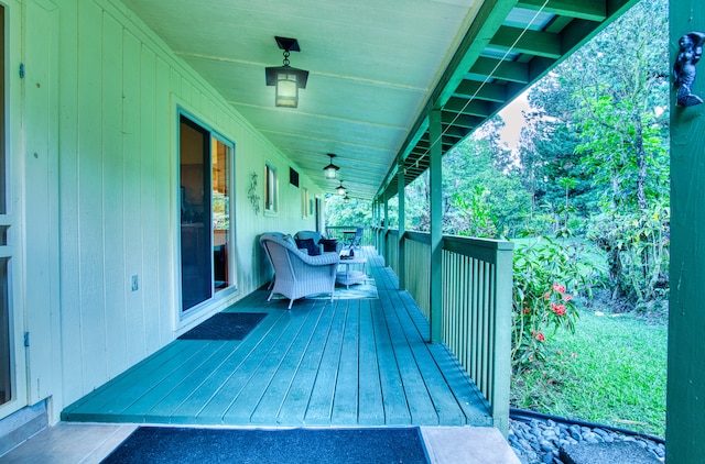 deck featuring a porch