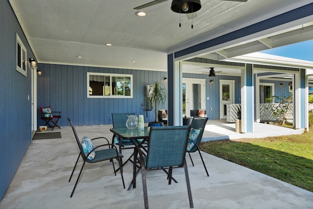 view of patio / terrace featuring ceiling fan