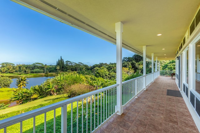 balcony with a water view