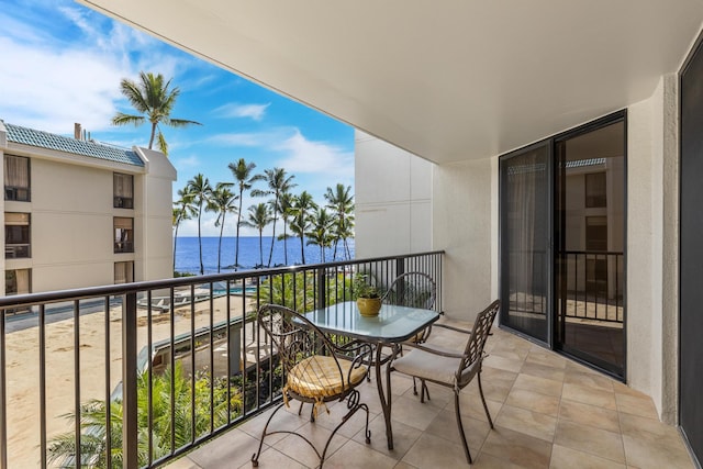 balcony with a water view