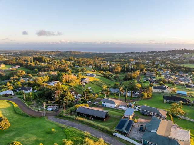 view of aerial view at dusk