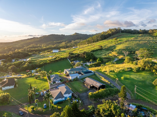 bird's eye view with a mountain view